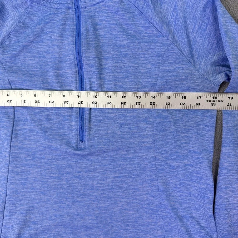 Under Armour Shirt Womens Medium Blue Heathered Long Sleeve 1/4 Zip Run Fittted - Picture 5 of 11
